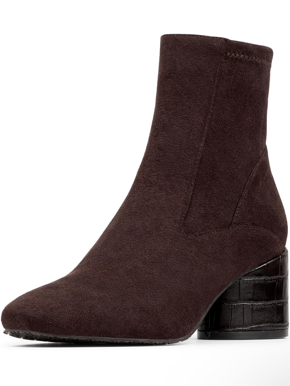 Donald J. Pliner Dark Brown Suede Block Heel Ankle Bootie